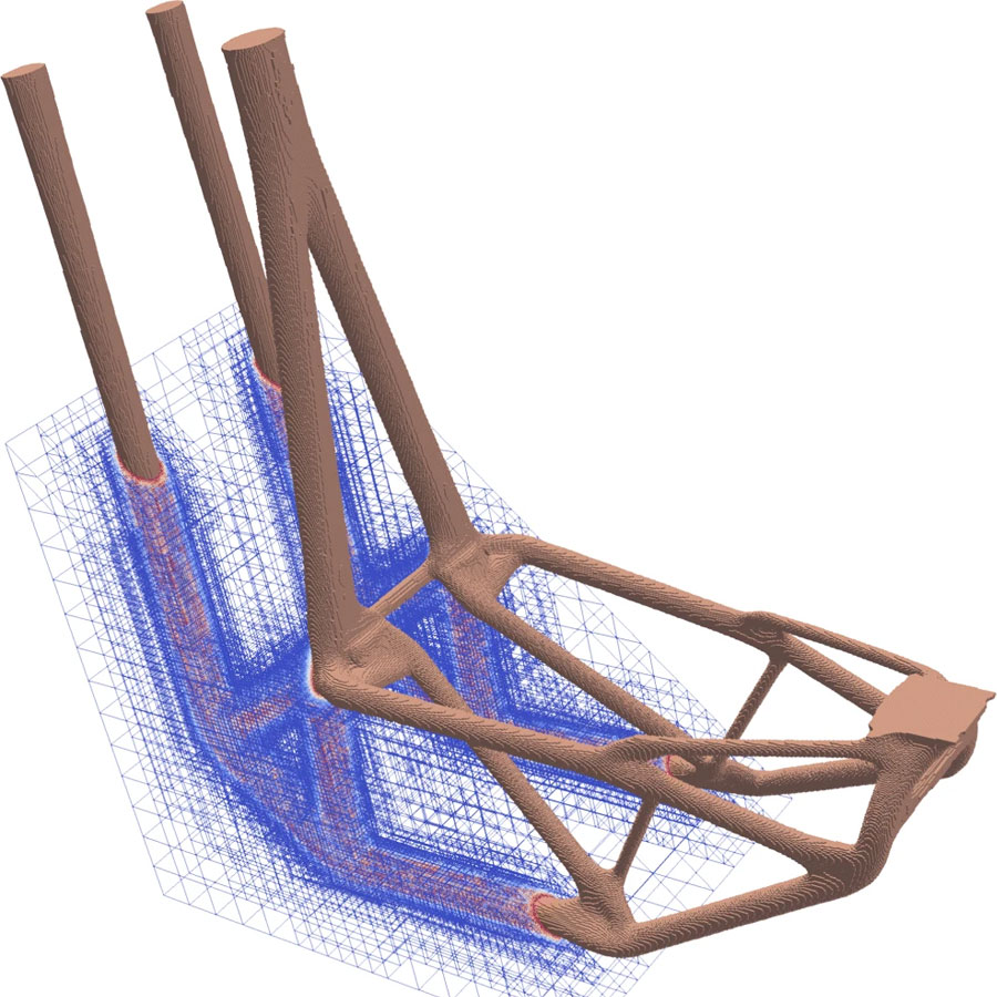 Three-Dimensional Adaptive Mesh Refinement in Stress Constrained Topology Optimization