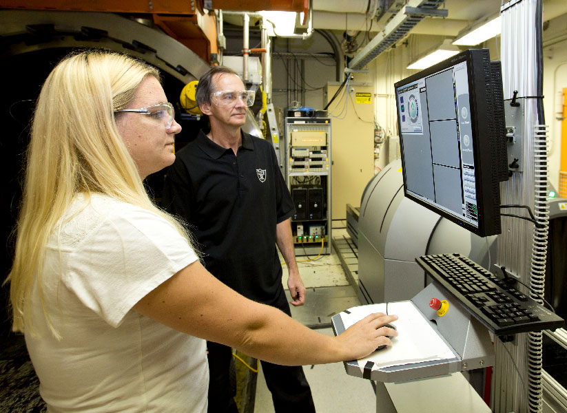 Researchers set up equipment in LLNL’s Center for Advanced Signal and Image Sciences.