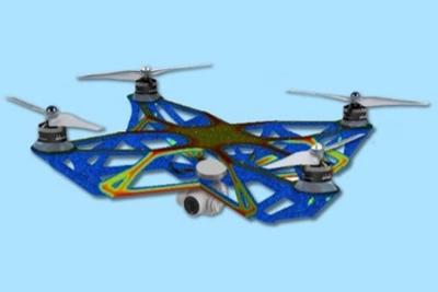 A drone chassis design that illustrates the kind of structural design work that LLNL’s Center for Design Optimization makes possible.