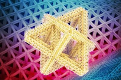 A 3D rendering of a network of hierarchical fractal-like metamaterials.